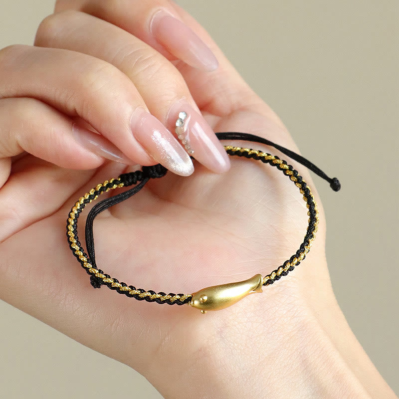 Pulsera de cuerda protectora con Buddha Stones en plata de ley 999 con peces koi de la suerte - image 10