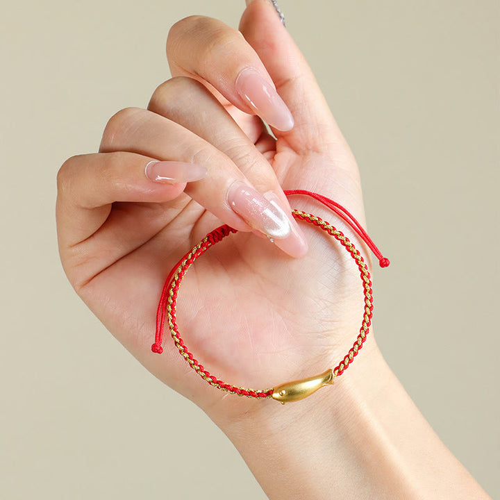 Pulsera de cuerda protectora con Buddha Stones en plata de ley 999 con peces koi de la suerte - image 3