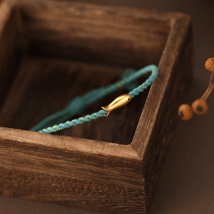 Pulsera de cuerda de cobre con Buddha Stones y pez koi de la suerte - image 4