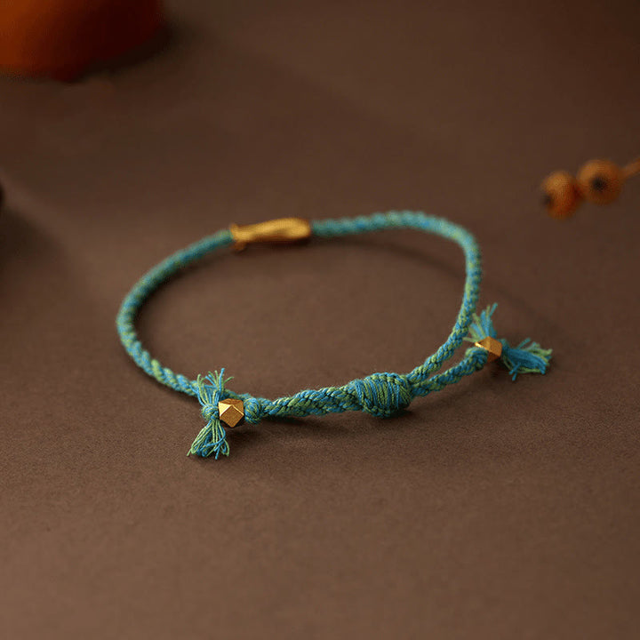 Pulsera de cuerda de cobre con Buddha Stones y pez koi de la suerte - image 3