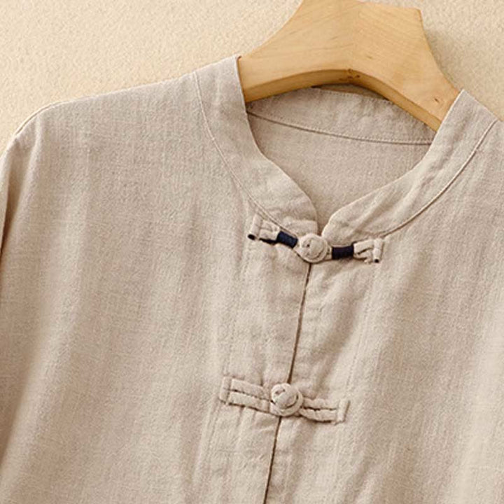 Ropa informal de algodón con botones y nudo chino artístico literario de Buddha Stones - image 2