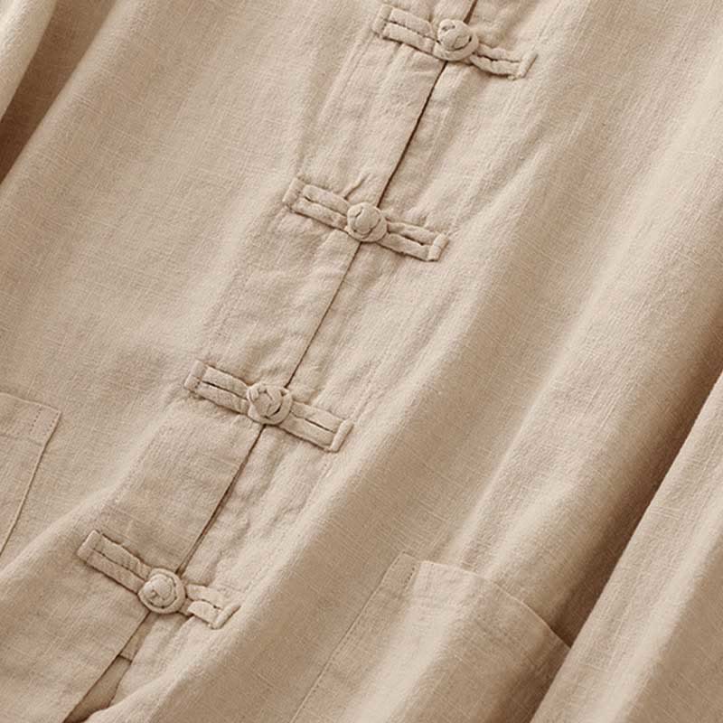 Ropa informal de algodón con botones y nudo chino artístico literario de Buddha Stones - image 7