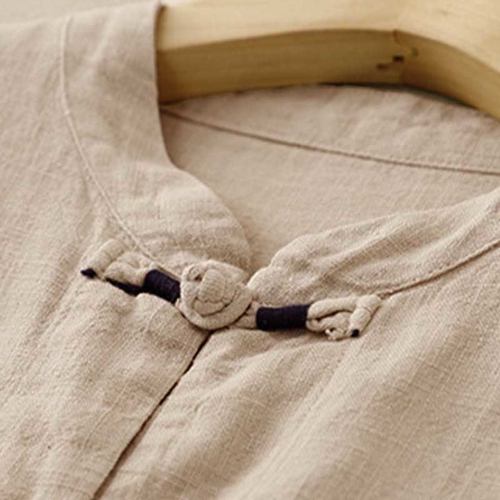 Ropa informal de algodón con botones y nudo chino artístico literario de Buddha Stones - image 4