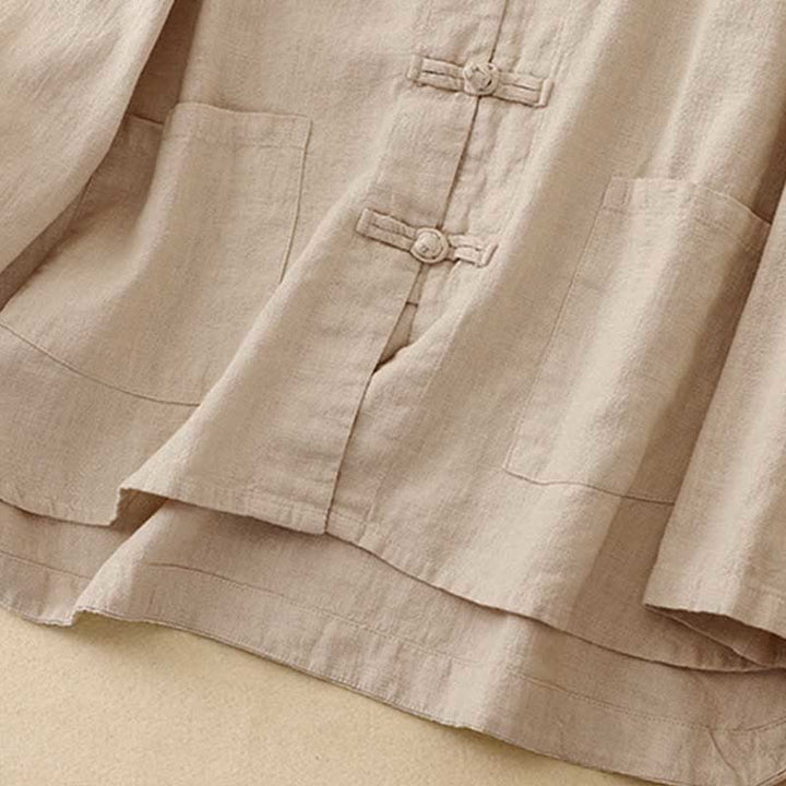 Ropa informal de algodón con botones y nudo chino artístico literario de Buddha Stones - image 6