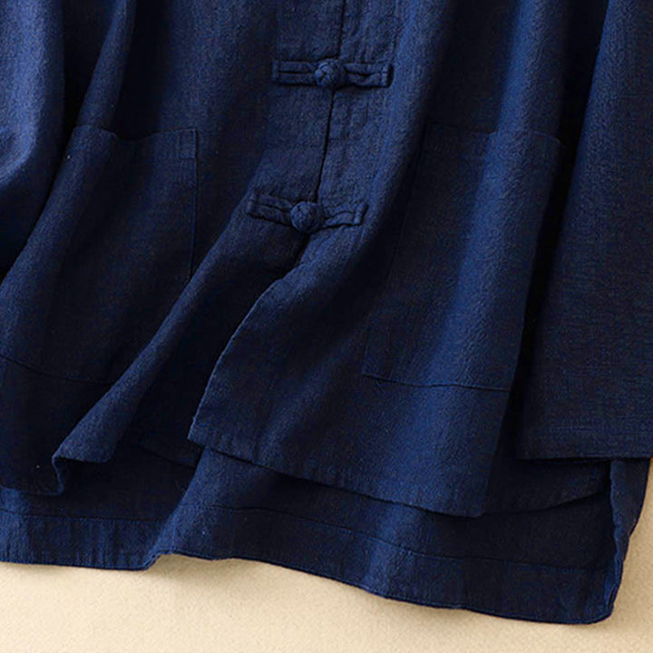 Ropa informal de algodón con botones y nudo chino artístico literario de Buddha Stones - image 12