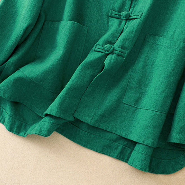 Ropa informal de algodón con botones y nudo chino artístico literario de Buddha Stones - image 16