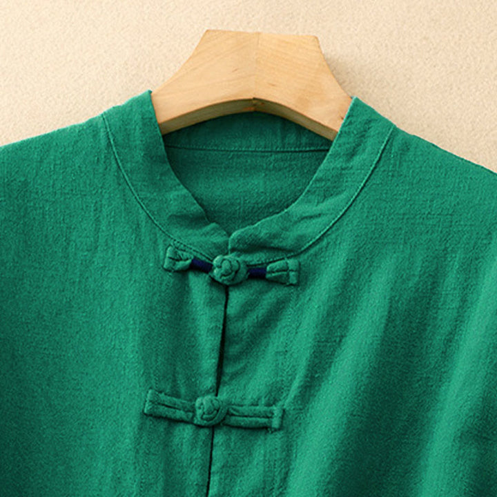 Ropa informal de algodón con botones y nudo chino artístico literario de Buddha Stones - image 15