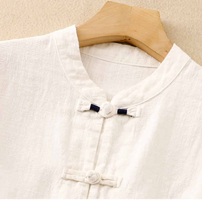 Ropa informal de algodón con botones y nudo chino artístico literario de Buddha Stones - image 20