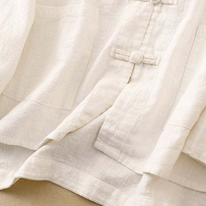 Ropa informal de algodón con botones y nudo chino artístico literario de Buddha Stones - image 22