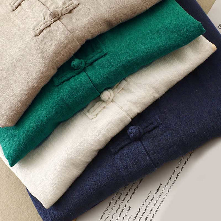 Ropa informal de algodón con botones y nudo chino artístico literario de Buddha Stones - image 25