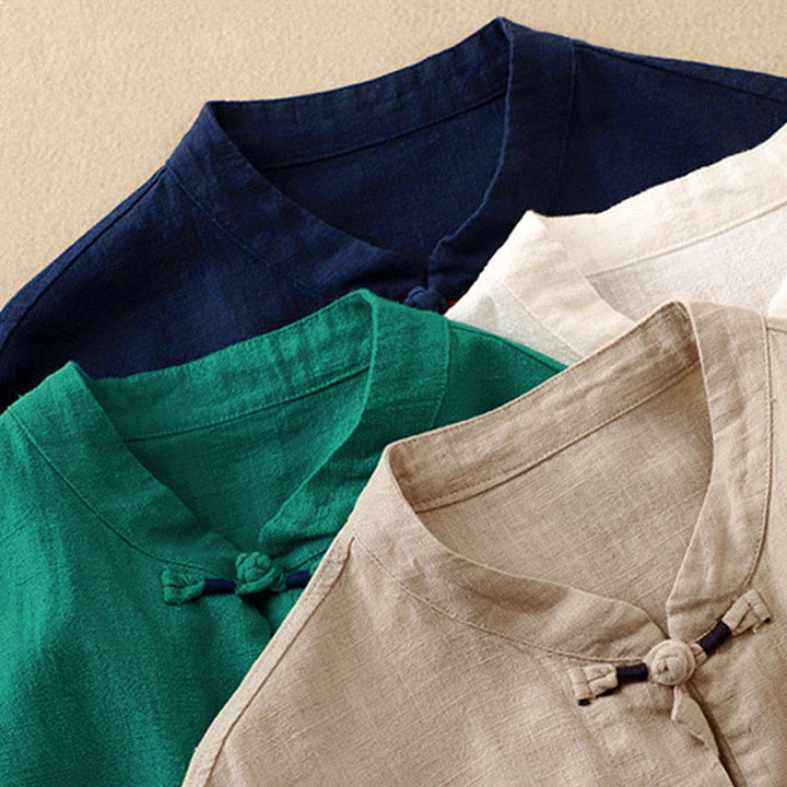 Ropa informal de algodón con botones y nudo chino artístico literario de Buddha Stones - image 26