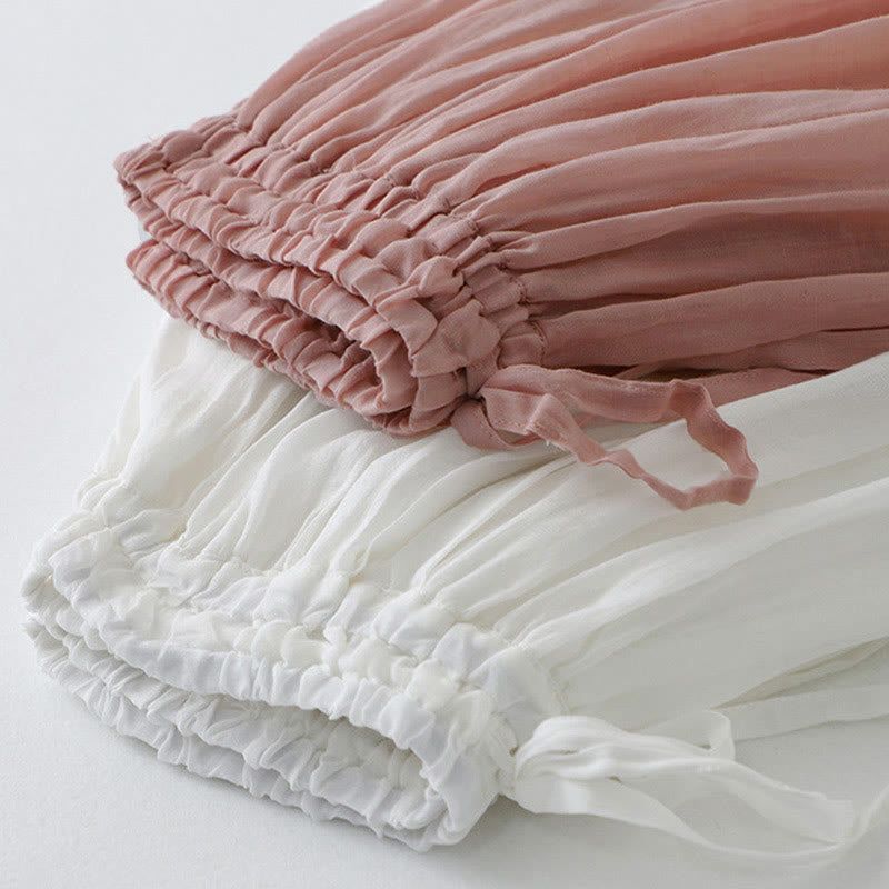 Falda de algodón con cintura elástica y encaje liso de Buddha Stones para mujer - image 19