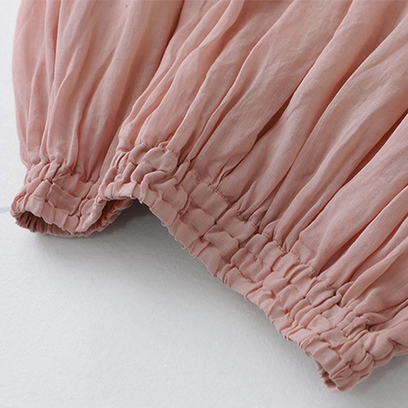 Falda de algodón con cintura elástica y encaje liso de Buddha Stones para mujer - image 9
