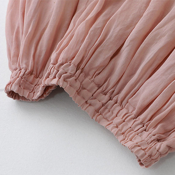 Falda de algodón con cintura elástica y encaje liso de Buddha Stones para mujer - image 9