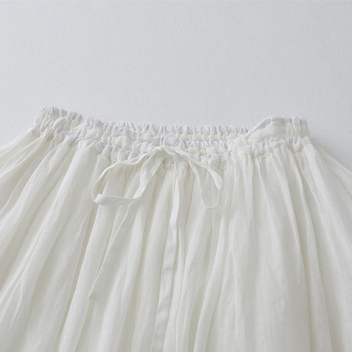 Falda de algodón con cintura elástica y encaje liso de Buddha Stones para mujer - image 12
