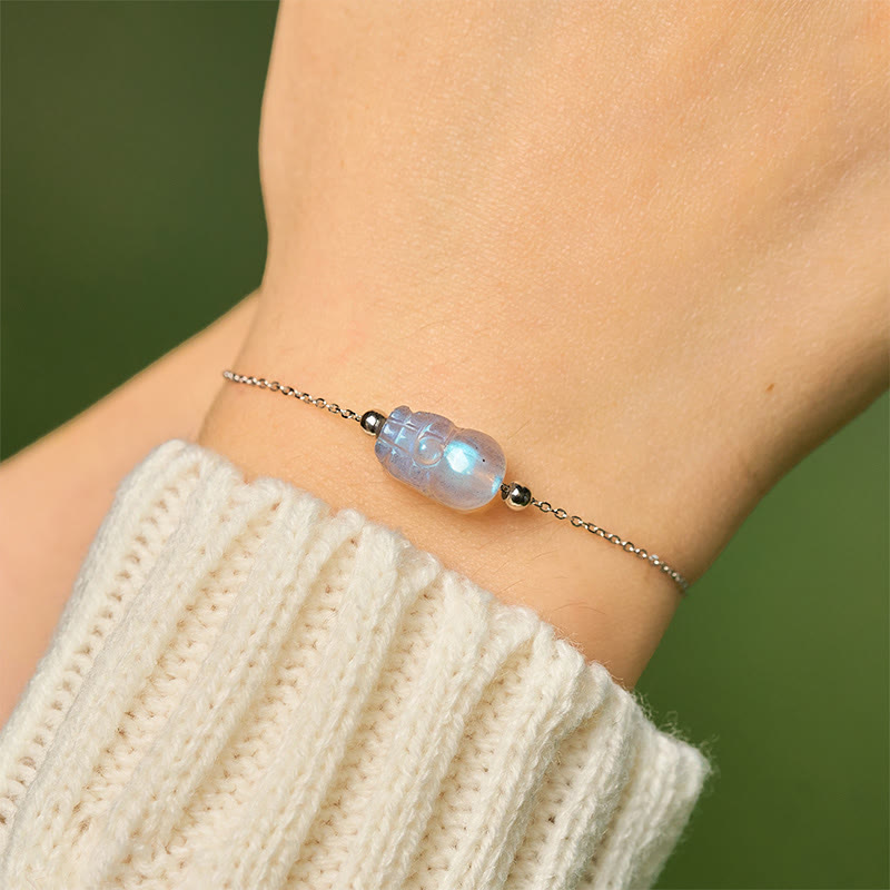 Pulsera curativa de piedra lunar Pixiu de plata de ley 925 con Buddha Stones - image 8