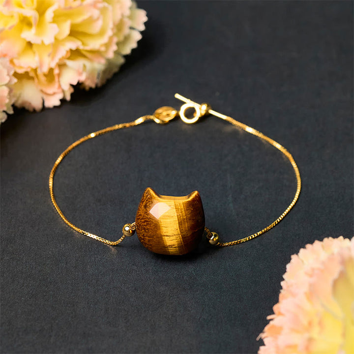 Pulsera de protección con ojo de tigre y gato de plata de ley 925 Buddha Stones - image 3