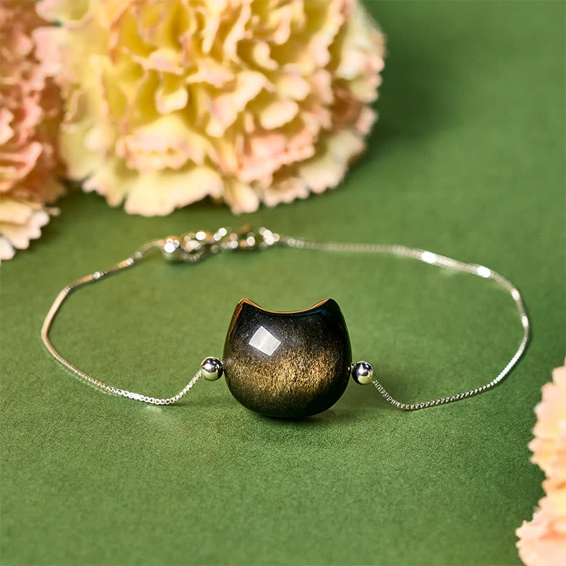 Pulsera relajante de obsidiana dorada con Buddha Stones en plata de ley 925 y brillo plateado. - Obsidiana con brillo dorado - 17-22 cm - image 11