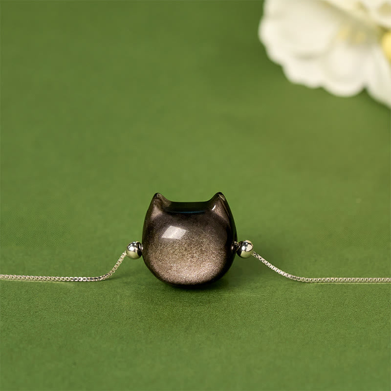 Pulsera relajante de obsidiana dorada con Buddha Stones en plata de ley 925 y brillo plateado. - image 4