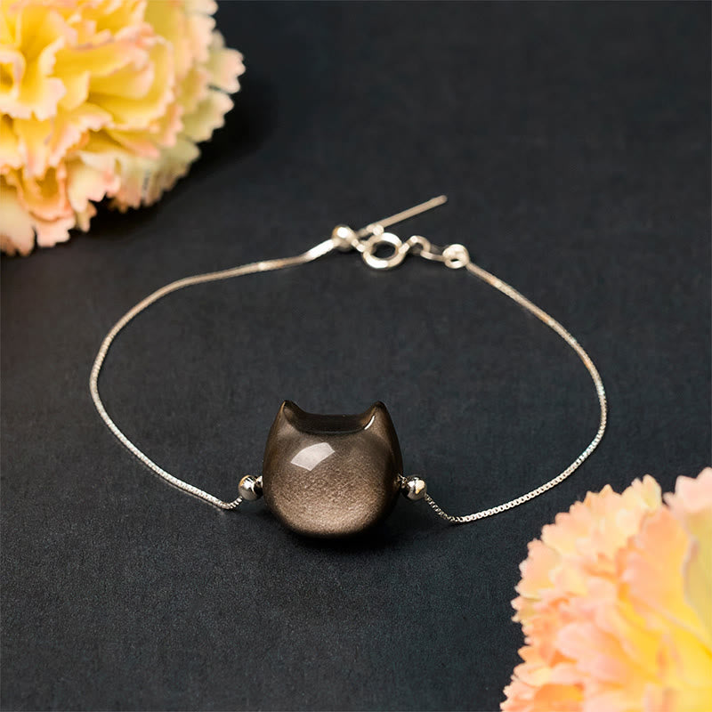 Pulsera relajante de obsidiana dorada con Buddha Stones en plata de ley 925 y brillo plateado. - image 5