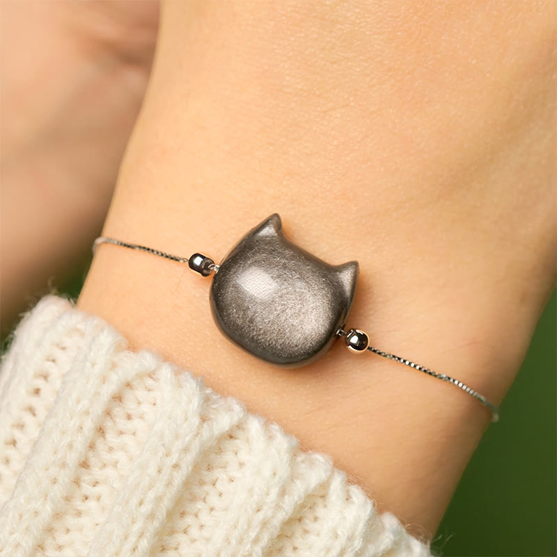 Pulsera relajante de obsidiana dorada con Buddha Stones en plata de ley 925 y brillo plateado. - image 3