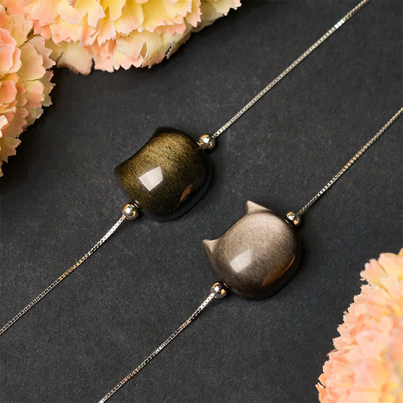 Pulsera relajante de obsidiana dorada con Buddha Stones en plata de ley 925 y brillo plateado. - image 17