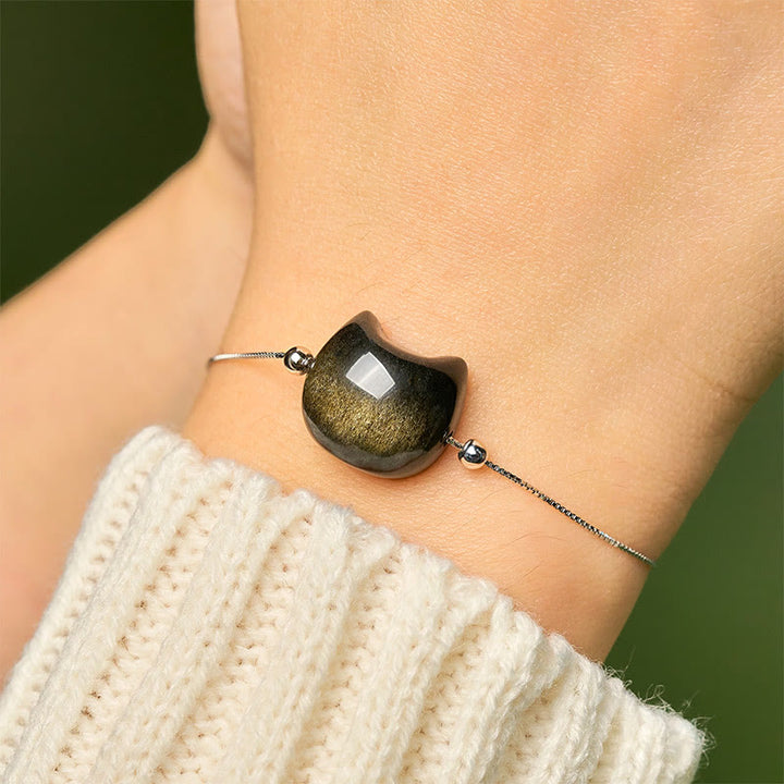 Pulsera relajante de obsidiana dorada con Buddha Stones en plata de ley 925 y brillo plateado. - image 14