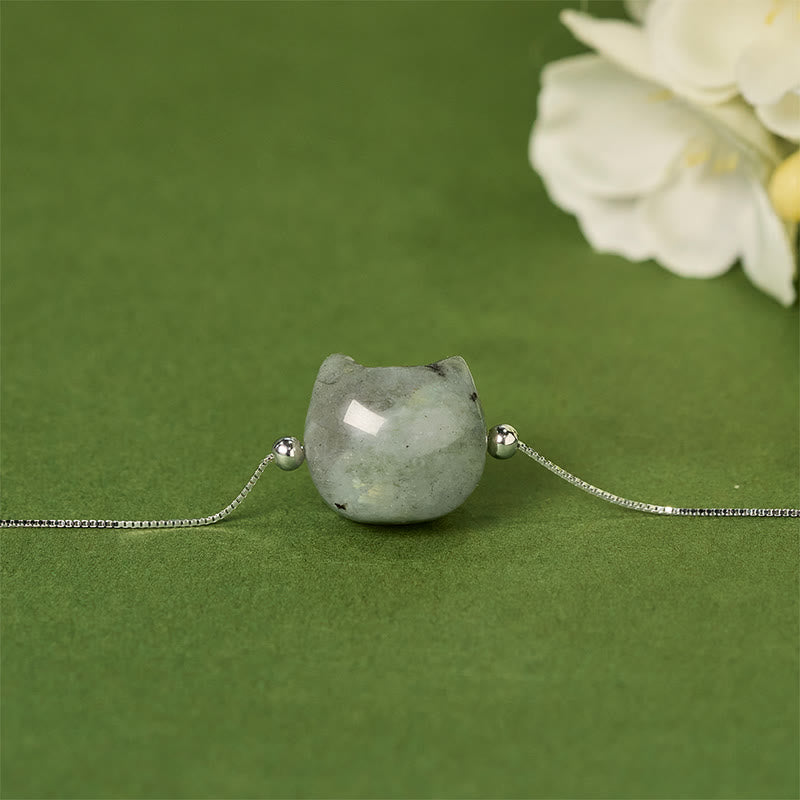Pulsera curativa de labradorita natural con cabeza de gato sin rostro de Buddha Stones en plata de ley 925 - image 1
