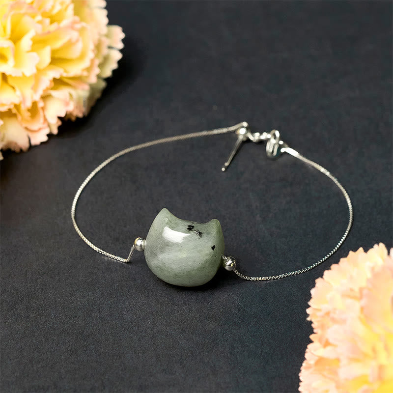 Pulsera curativa de labradorita natural con cabeza de gato sin rostro de Buddha Stones en plata de ley 925 - image 2