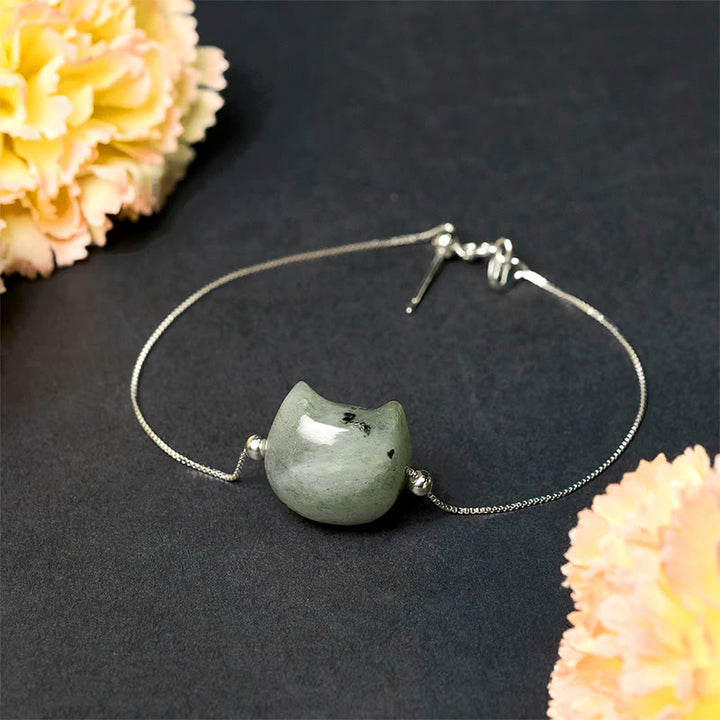 Pulsera curativa de labradorita natural con cabeza de gato sin rostro de Buddha Stones en plata de ley 925 - image 2