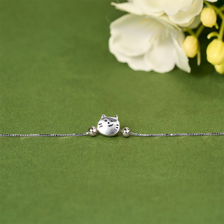 Pulsera de cadena con mini gato bendecido de plata de ley 925 con Buddha Stones - image 3