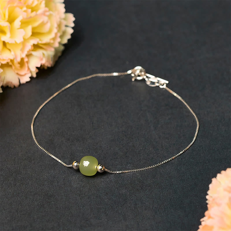 Pulsera de cadena con cuentas de jade natural de plata de ley 925 con Buddha Stones - image 10