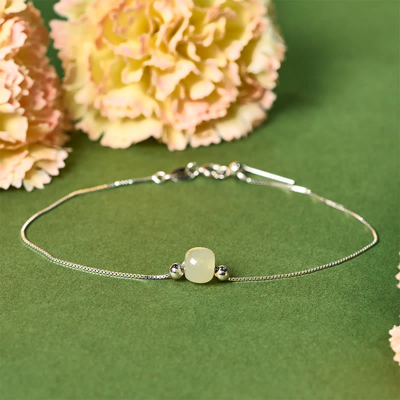 Pulsera de cadena con cuentas de jade natural de plata de ley 925 con Buddha Stones - Jade verde claro - Cadena de plata de ley 925 - image 18