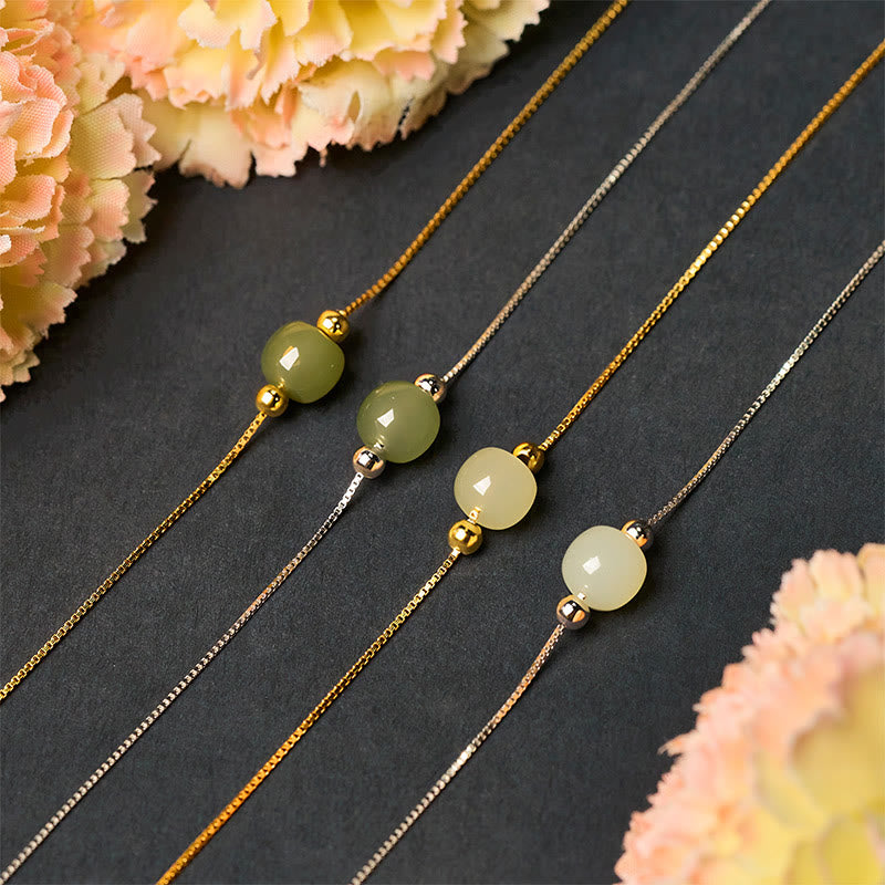 Pulsera de cadena con cuentas de jade natural de plata de ley 925 con Buddha Stones - image 23