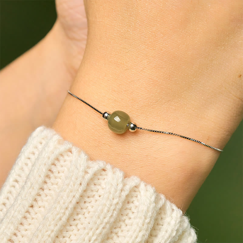 Pulsera de cadena con cuentas de jade natural de plata de ley 925 con Buddha Stones - image 4