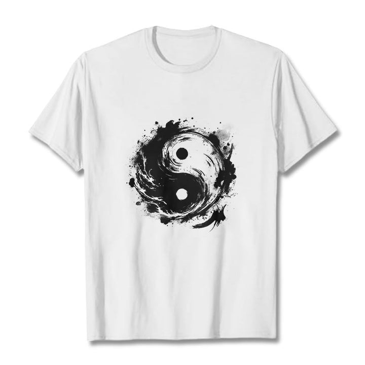 Camiseta con diseño de equilibrio y yin y yang con tinta de Buddha Stones - Blanco - 2XL - image 6