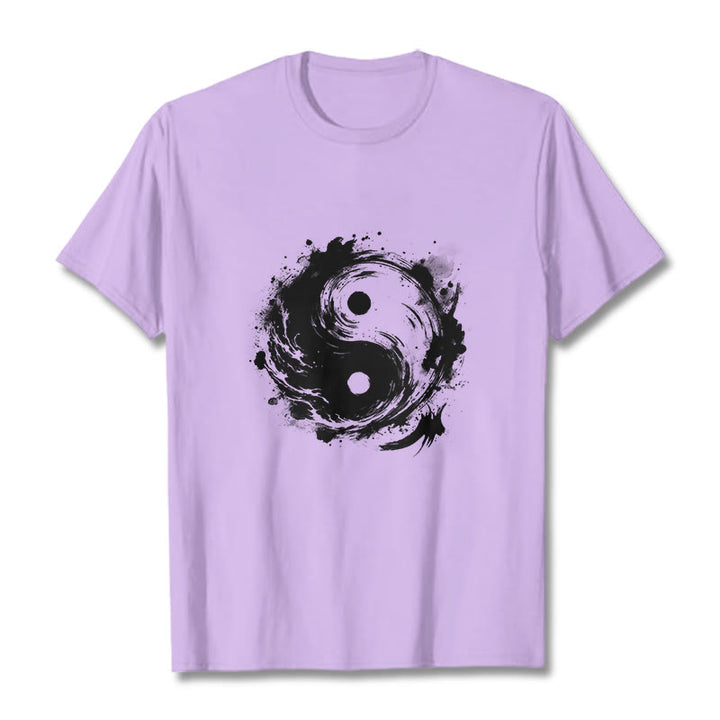 Camiseta con diseño de equilibrio y yin y yang con tinta de Buddha Stones - Ciruela - 2XL - image 17