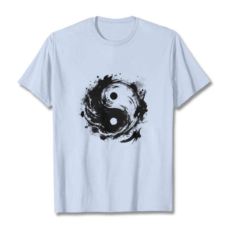 Camiseta con diseño de equilibrio y yin y yang con tinta de Buddha Stones - Cian claro - 2XL - image 19