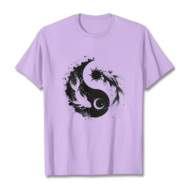 Camiseta con estampado de Buda, Piedras, Sol y Luna, Yin Yang y Koi - Ciruela - 2XL - image 16