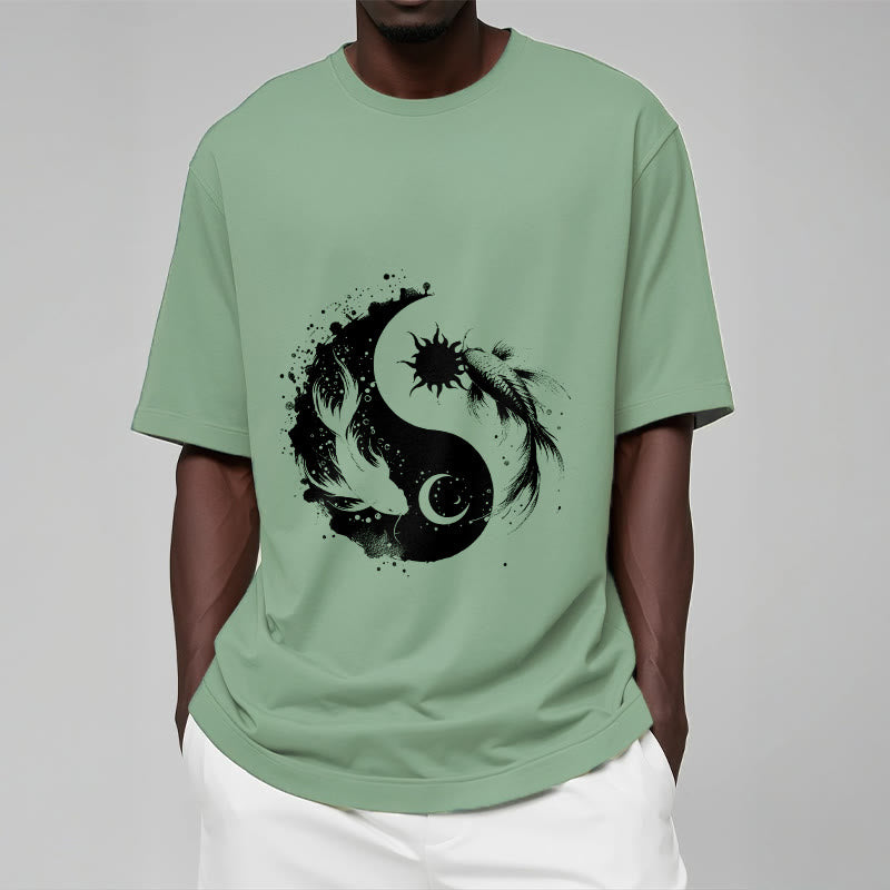 Camiseta con estampado de Buda, Piedras, Sol y Luna, Yin Yang y Koi - image 15