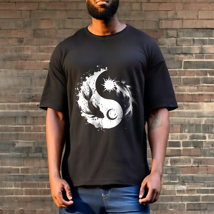 Camiseta con estampado de Buda, Piedras, Sol y Luna, Yin Yang y Koi - image 6
