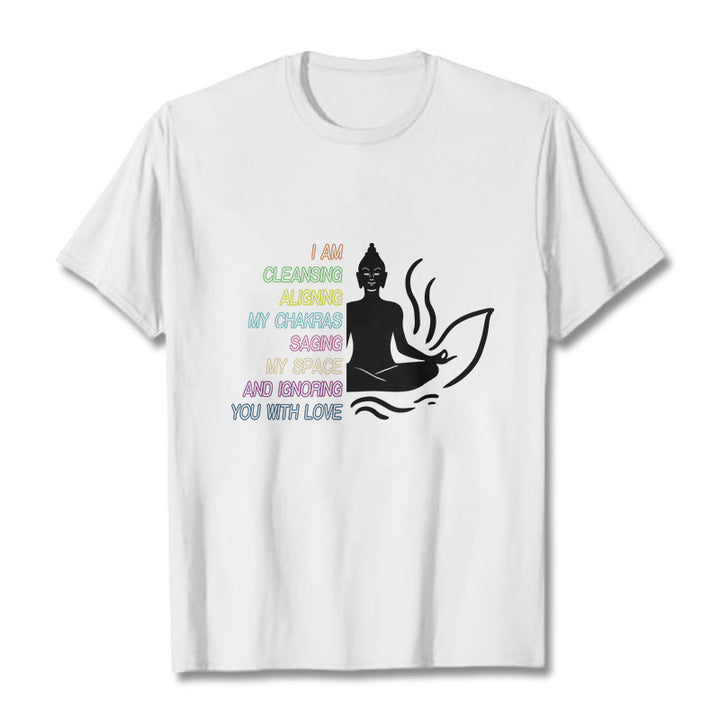 Camiseta con diseño de meditación de flor de loto y Buddha Stones - Blanco - 灰色 - image 1