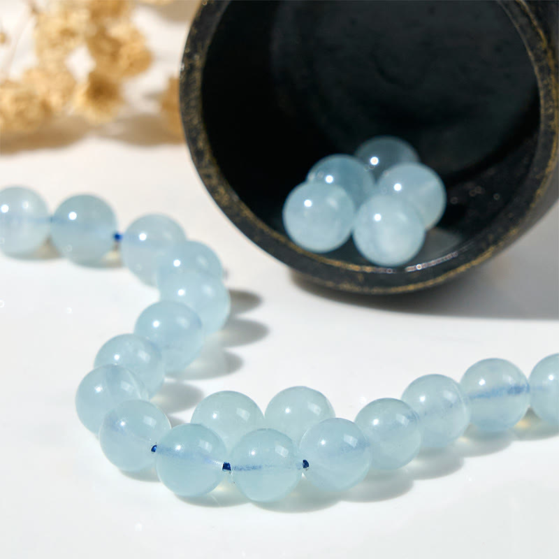 Pulsera de la paz con aguamarina natural y gato de la suerte de Buddha Stones - image 7
