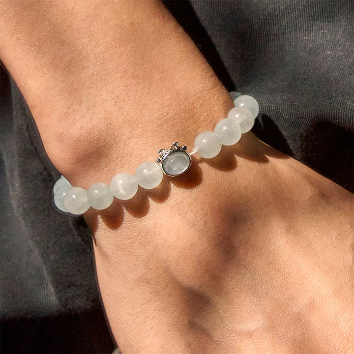 Pulsera de la paz con aguamarina natural y gato de la suerte de Buddha Stones - image 5