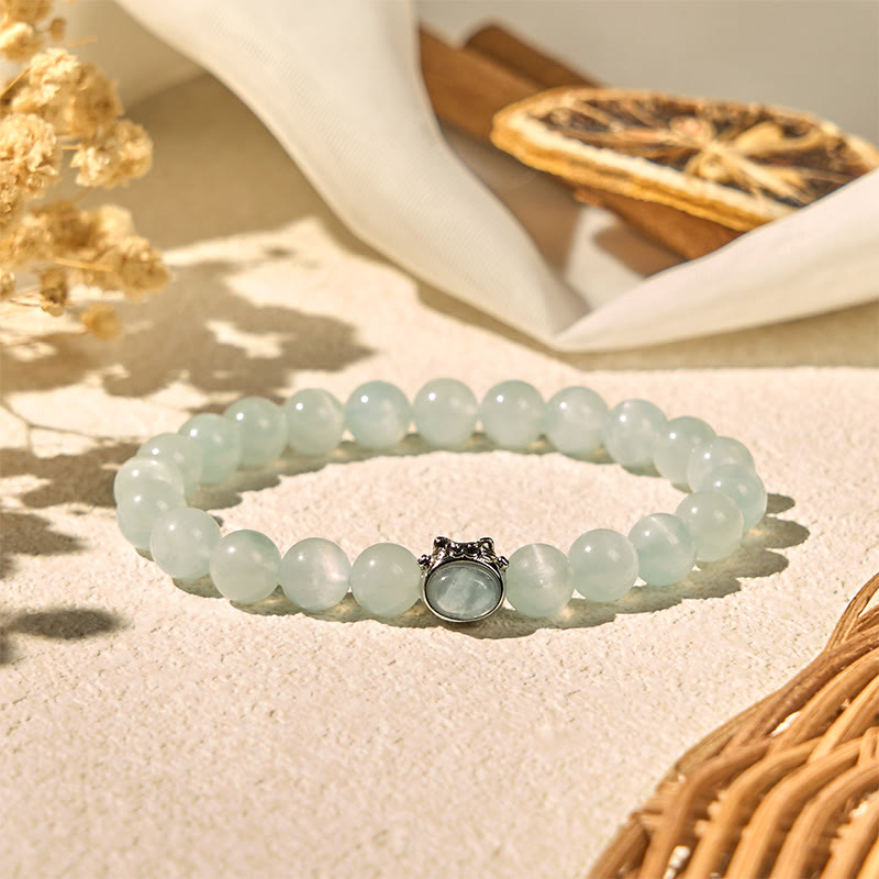 Pulsera de la paz con aguamarina natural y gato de la suerte de Buddha Stones - image 6