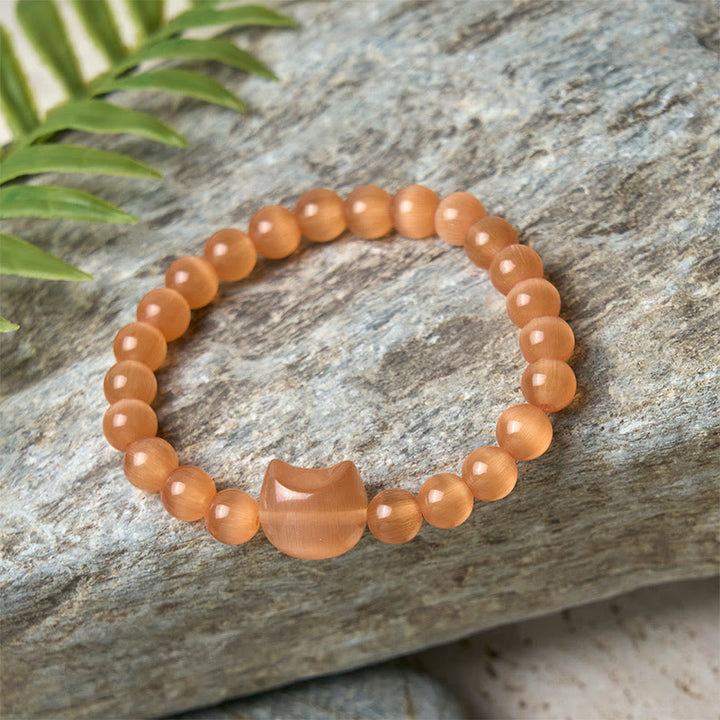 Pulsera de cuentas espirituales con cabeza de gato, ojo de gato rosa y ojo de gato blanco, Buddha Stones - image 20