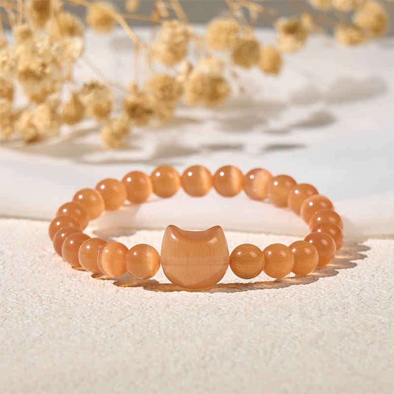 Pulsera de cuentas espirituales con cabeza de gato, ojo de gato rosa y ojo de gato blanco, Buddha Stones - image 17
