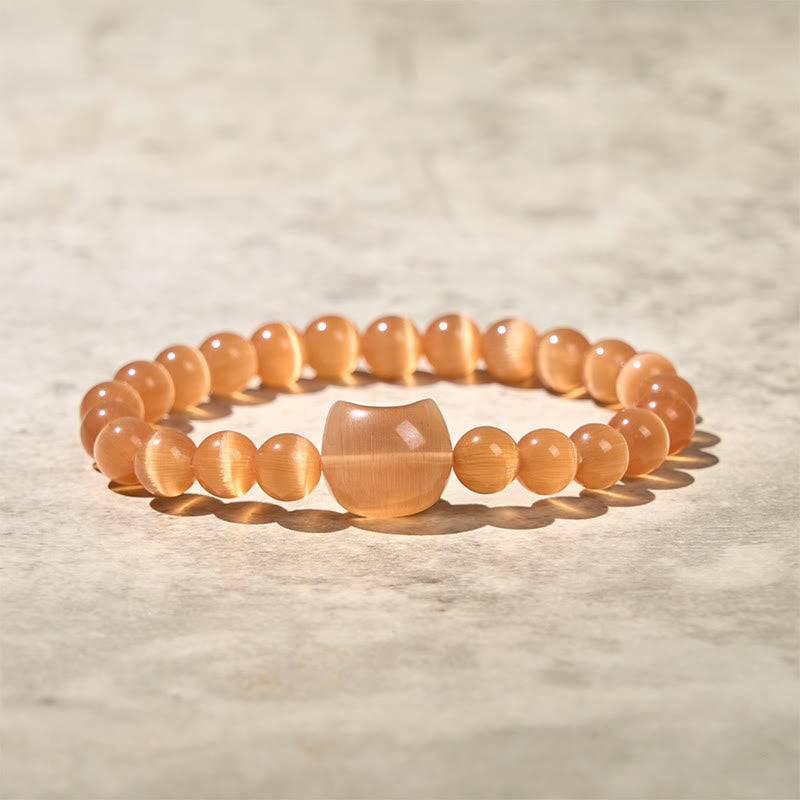 Pulsera de cuentas espirituales con cabeza de gato, ojo de gato rosa y ojo de gato blanco, Buddha Stones - Ojo de gato naranja (circunferencia de la muñeca: 15-20 cm) - image 14