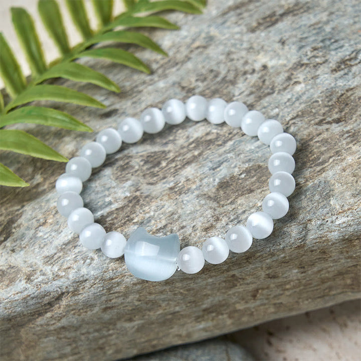 Pulsera de cuentas espirituales con cabeza de gato, ojo de gato rosa y ojo de gato blanco, Buddha Stones - image 11