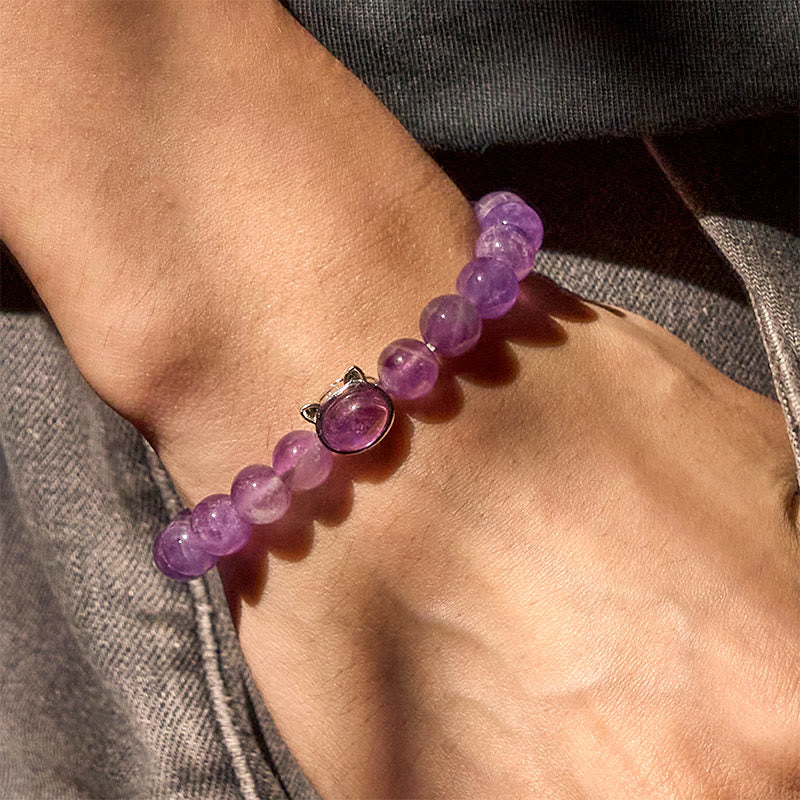 Pulsera curativa con cuentas de amatista natural y Buddha Stones - image 4